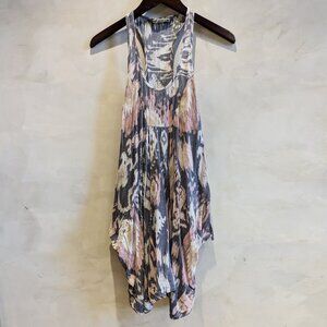 ALL SAINTS ALBA MEA DRAPE IKAT BEACH DRESS, BLUE PINK, 8